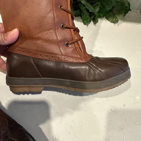 Brown & Cream Tall Lace-Up Boots Size 5.5/38 Womens Heila Man Made/Textile Upper - Picture 12 of 12